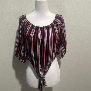 Ambiance off the shoulder red/black/blue/white-blouse